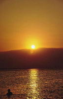 Sunrise over Dead Sea and Jordanian mountains